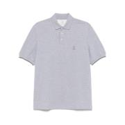 Brunello Cucinelli Ljusgrå Polo Sweater Korta ärmar Gray, Herr