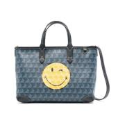 Anya Hindmarch Smiley Face Print Fejkläder Väska Blue, Dam