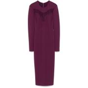 Pinko Aubergine Tulle Panel Klänning Purple, Dam