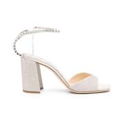 Jimmy Choo Glitter Kristall Ankelrem Klackar Gray, Dam