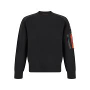 Parajumpers Merinoull Pullover med Dragkedjeficka Black, Herr