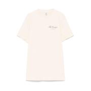 Sporty & Rich Beige Logo Print Crew Neck T-shirt Beige, Dam