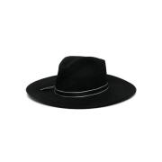 Borsalino Svart bredbrättad filt hatt Black, Dam