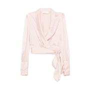 Zimmermann Sidensatin Wrap Blus Pink, Dam