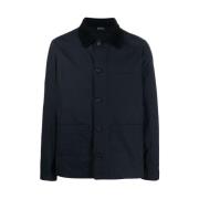 A.p.c. Midnatt Blå Corduroy Krage Jacka Blue, Herr