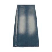 Y/Project Denimkjol med Touch-Strap Stängning Blue, Dam