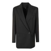 Max Mara Weekend Svart Ull Blazer Dubbelknäppt Jacka Black, Dam