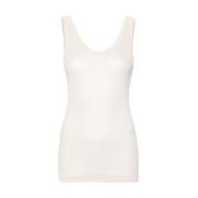 Lemaire Beige Ribbad Ärmlös Top White, Dam