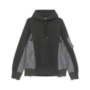 Sacai Grå Hoodie med Dragkedjeficka Gray, Herr