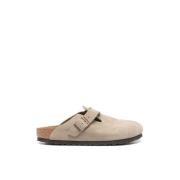 Birkenstock Taupe Shearling Mules Beige, Herr