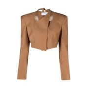 Aleksandre Akhalkatsishvili Kort Ull Wrap Blazer Brown, Dam