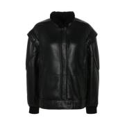 IRO Shearling Trim Läderjacka Black, Dam