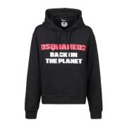 Dsquared2 Svart Regular Fit Hoodie Sweatshirt Black, Dam