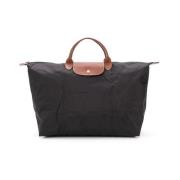 Longchamp Svart Toteväska med Präglat Logotyp Black, Dam