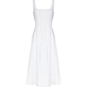 Staud Vit Bomull Ärmlös Scoop Neck Klänning White, Dam