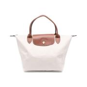 Longchamp Beige/Kamel Färgblock Präglad Handväska White, Dam