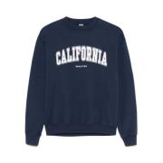 Sporty & Rich Navy Blue Crew Neck Sweater Blue, Dam