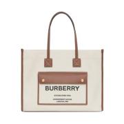 Burberry Kräm/Brun läderväska med framficka Beige, Dam