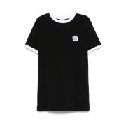 Kenzo Svart Ribbade Manschetter T-shirt Black, Dam