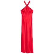 Rixo Röd Satin Halterneck Klänning Red, Dam