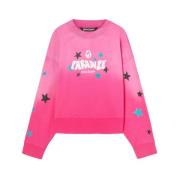 Palm Angels Hot Pink Logo Print Sweater Pink, Herr