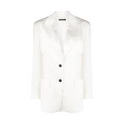 Tom Ford Satin-Finish Blazer med Peak Revers White, Dam