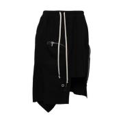 Rick Owens Svart Ull Asymmetrisk Kjol Dragkedjedetaljer Black, Dam