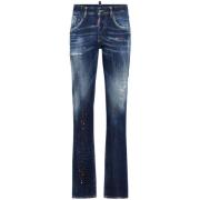 Dsquared2 Marinblå Denim Straight Leg Jeans Blue, Dam