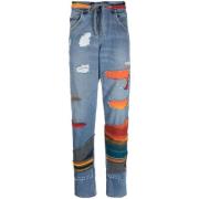 Greg Lauren Patchwork Tapered Leg Jeans Blue, Herr