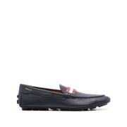 Bally Marinblå Läder Slip-On Skor Blue, Herr