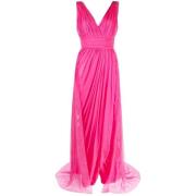 Alberta Ferretti Fuchsia Rosa Draperad Sidenklänning Pink, Dam