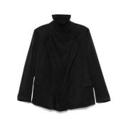 Y/Project Svart Satin Blazer Rullkrage Design Black, Dam