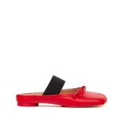 MM6 Maison Margiela Röda läderbåge slip-on skor Red, Dam