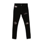 Amiri Svart Denim Ormskinnsmönster Slim Fit Black, Herr