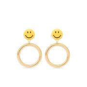 Moschino Smiley Face Hoop Örhängen Yellow, Dam