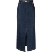 Patou Midnight Blue Denim Kjol Blue, Dam