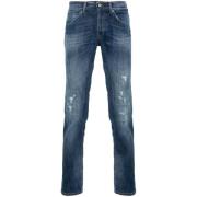 Dondup Blå Stonewashed Distressed Skinny Jeans Blue, Herr