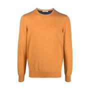 La Fileria Orange Armbåge Patch Crew Neck Sweater Orange, Herr