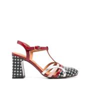 Chie Mihara Svart Polka Dot Fotledsrem Klackar Black, Dam