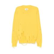 MM6 Maison Margiela Solros Gul Sliten Stickad Tröja Yellow, Herr