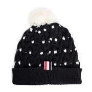 Thom Browne Merinoull Kabelstickad Mössa Black, Herr