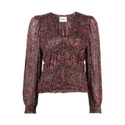 Isabel Marant Étoile Blommig Sidenblus Brown, Dam