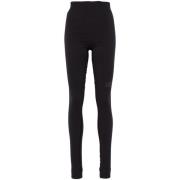 MM6 Maison Margiela Svart Stickpanel Högmidjade Leggings Black, Dam