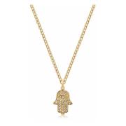 Nialaya Men's Hamsa Hand Necklace in Gold Yellow, Herr