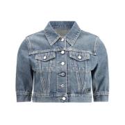 Prada Denimjacka med klassisk krage Blue, Dam