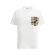 Burberry Rutig ficka T-shirt White, Dam