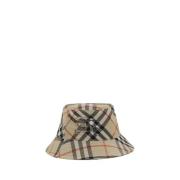 Burberry Check Bucket Hat med Equestrian Knight Multicolor, Dam