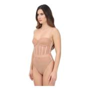 Elisabetta Franchi Nude Body Lingerie med Bustier Konstruktion Beige, ...