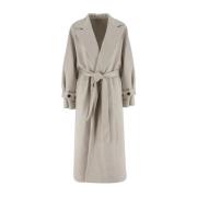 Brunello Cucinelli Elegant Bältesförsedd Yllekappa White, Dam