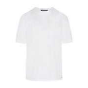 Kiton Vit Bomull Crew Neck T-shirt White, Dam